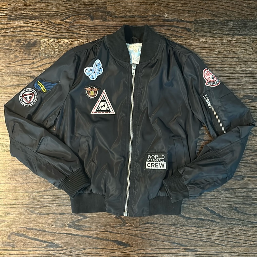 Bomber Jacket with Embellishments and Patches